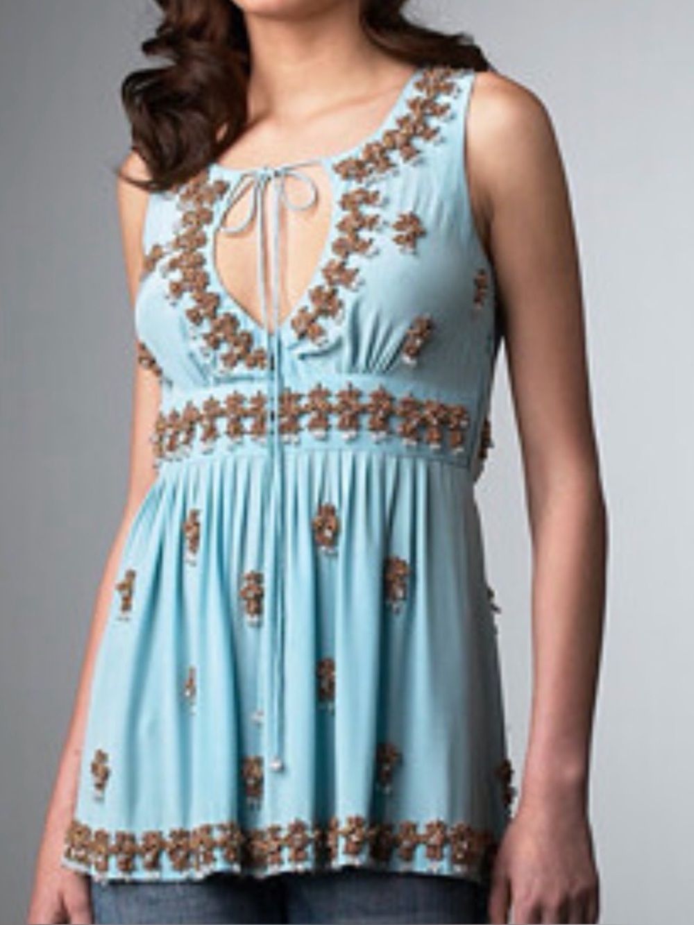 Tracy Reese Blue Embellished Sleeveless Women’s top